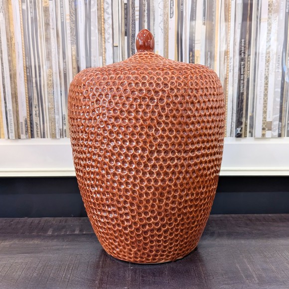 Rust Textured Lidded Jar