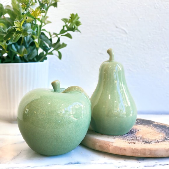 Sage Green Ceramic Apple