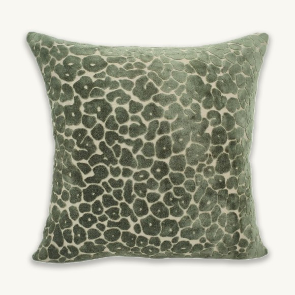 Sage Flocked Animal Spot Cushion - 56x56cm