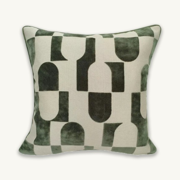 Sage Geometric Pill Cushion - 43x43cm