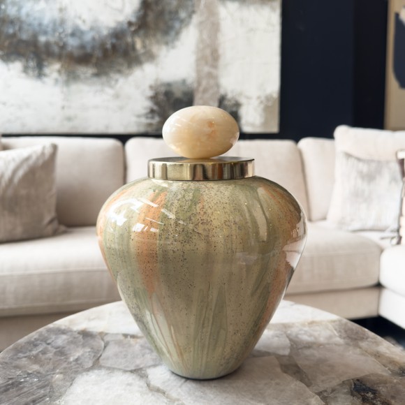 Sage Green Brushstroke Lidded Jar