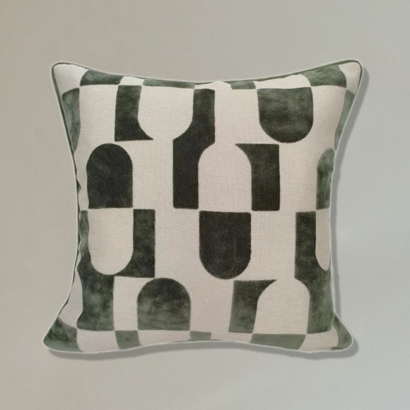 Sage Geometric Pill Cushion - 43x43cm