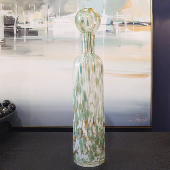 Sage & Gold Speckle Bottle Vase - Large