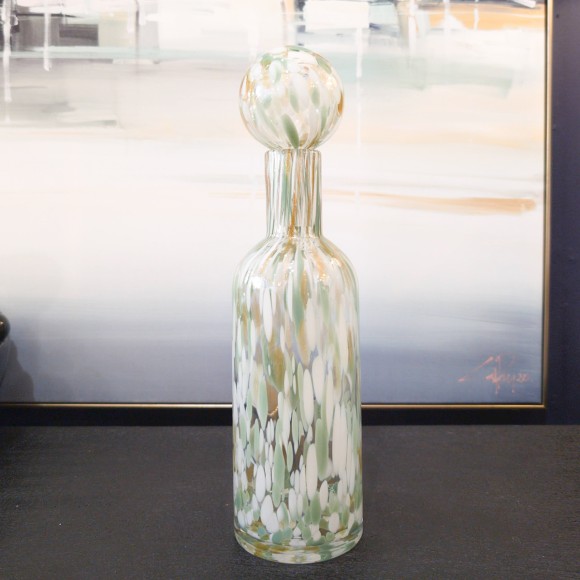 Sage & Gold Speckled Bottle Vase - Small