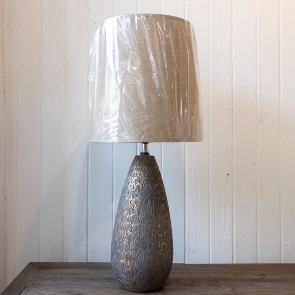 Brushed Metallic Grey Lamp with Taupe Shade