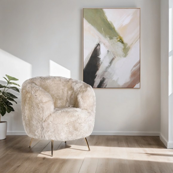Cream Sheepskin Tub Chair