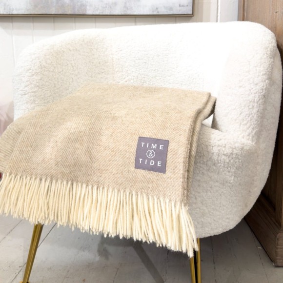 Shetland Herringbone Throw - Natural
