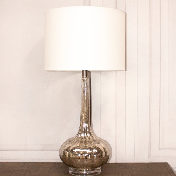 Silver Shaped Crackle Glass Lamp