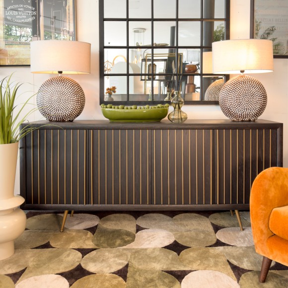 Black Pine & Oak Slatted Sideboard
