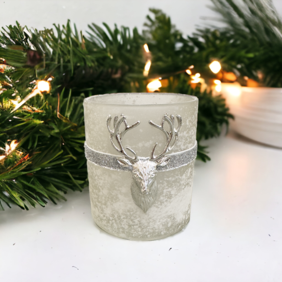 Stag Head Frosted Tealight Holder