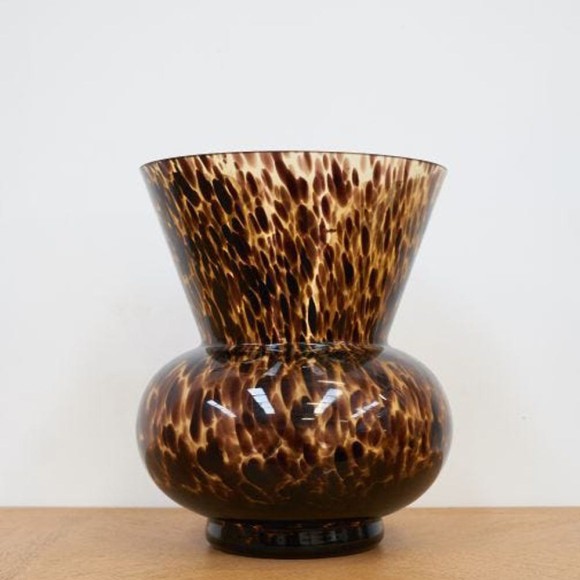 Tortoiseshell Fluted Glass Vase