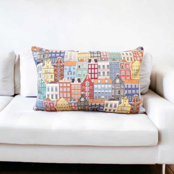 Townhouse Print Cushion - 40x60cm