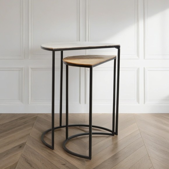 Semi Circle Two Tone Side Tables