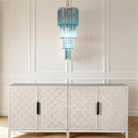 Turquoise Tiered Glass Chandelier