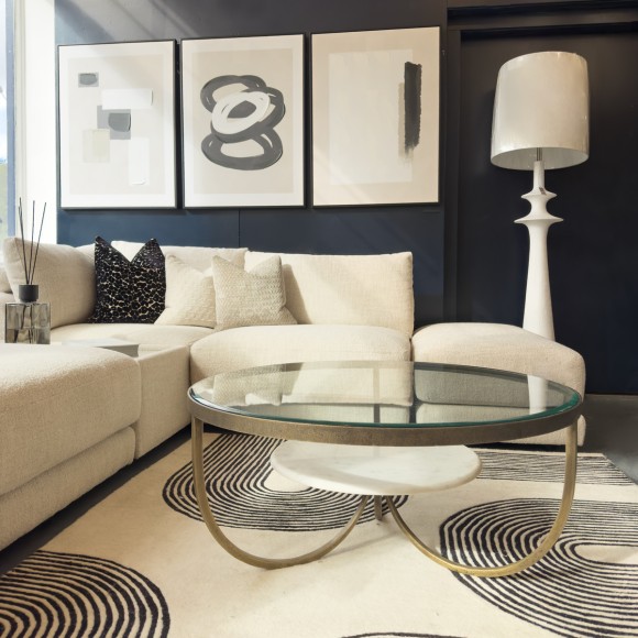 White Marble & Glass Coffee Table