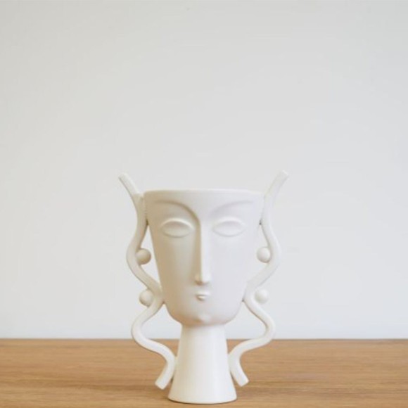White Artistic Abstract Face Vase