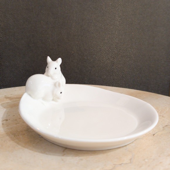 White Ceramic Mice Plate