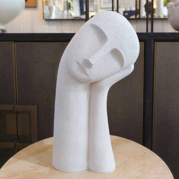 White Concrete Resting Head Sculpture
