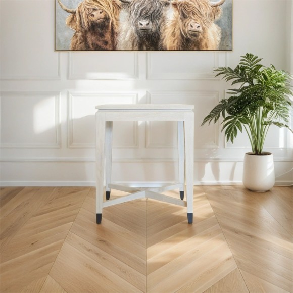 Oak Inlay Side Table - White 
