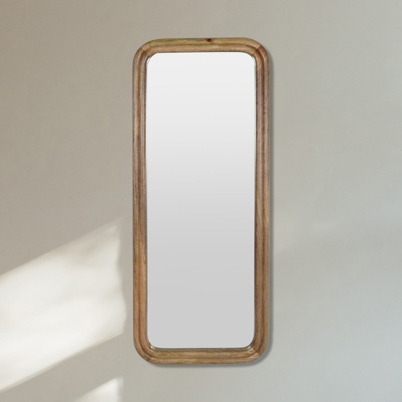 Light Oak Framed Rectangular Mirror