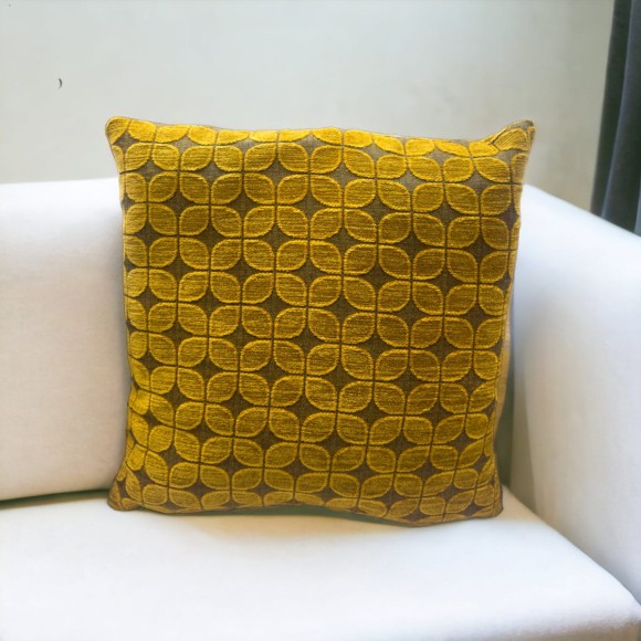 Mustard Geometric Print Cushion - 43x43cm 
