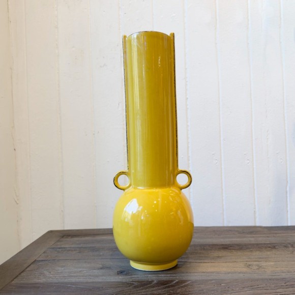 Mustard Tall Vase with Handles