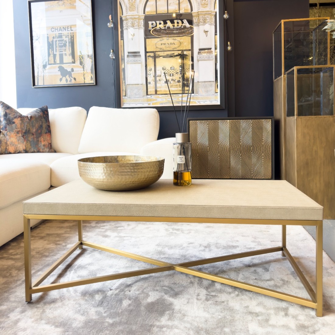 Gold rectangle sales coffee table