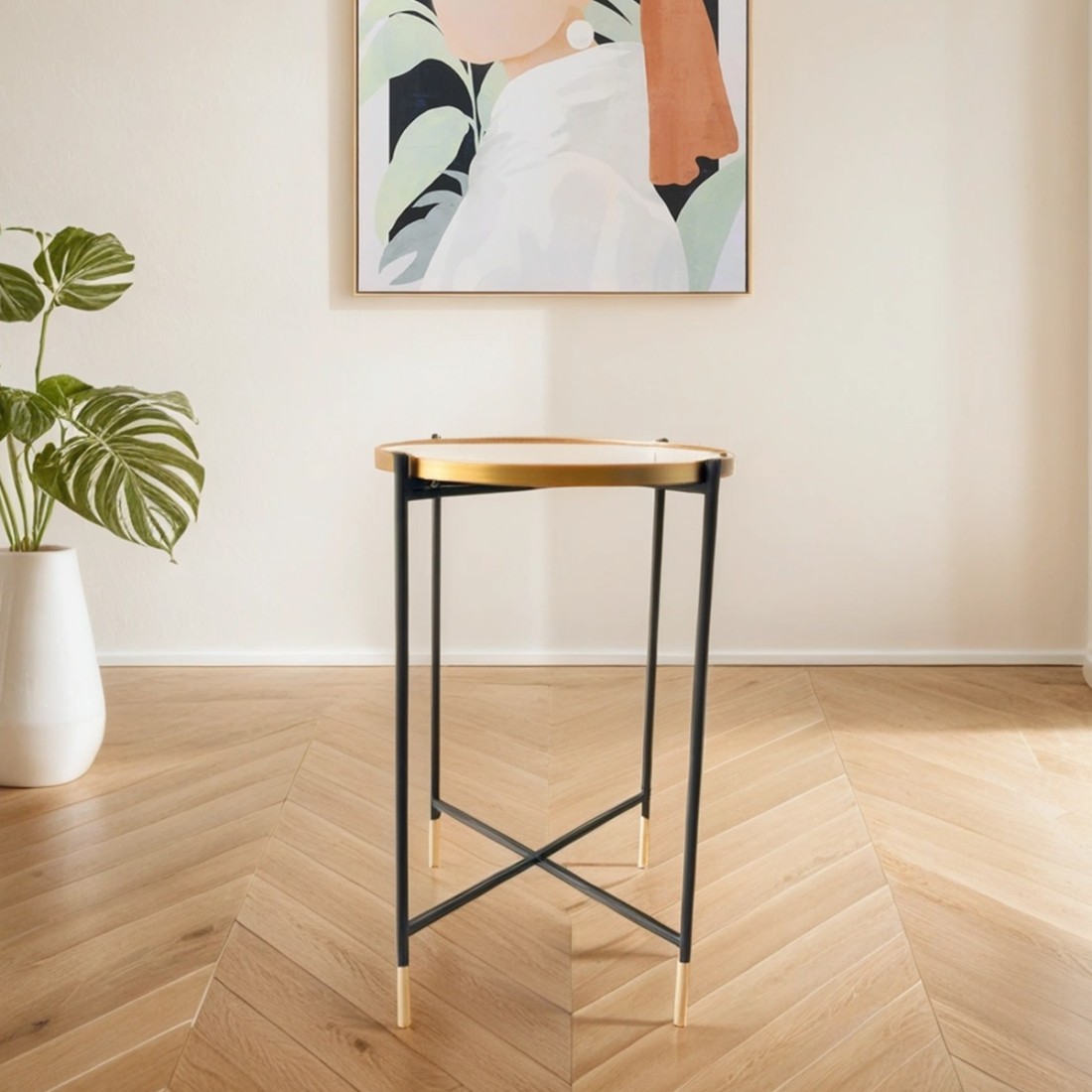 Gold & Black Mirrored Side Table Time & Tide