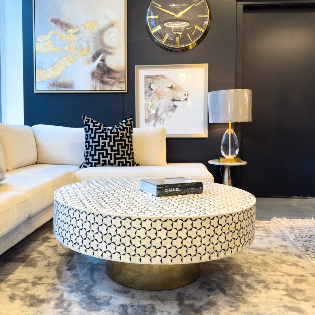 Inlay coffee table outlet round