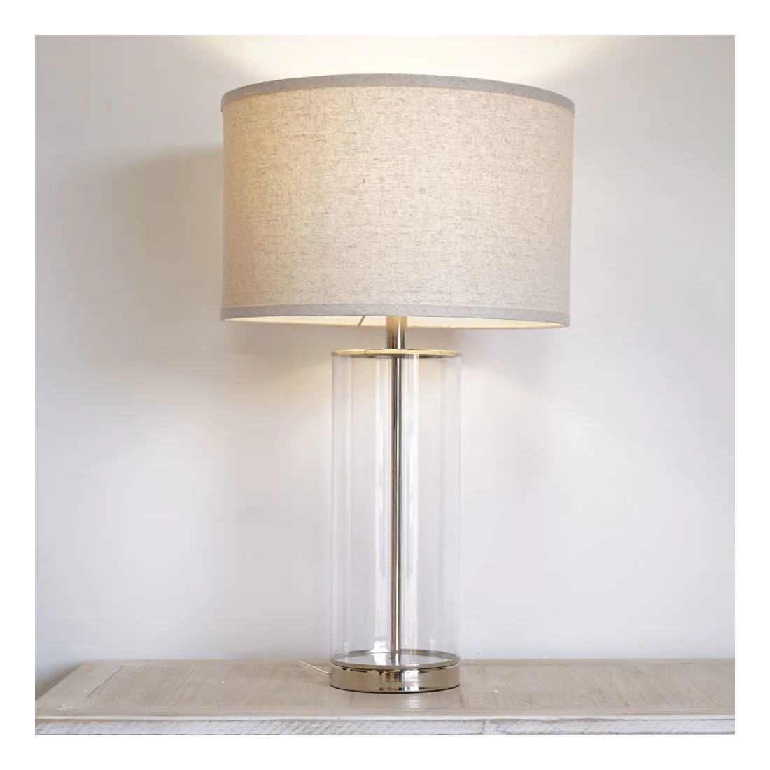 Cylindrical Glass Base Table Lamp Time Tide
