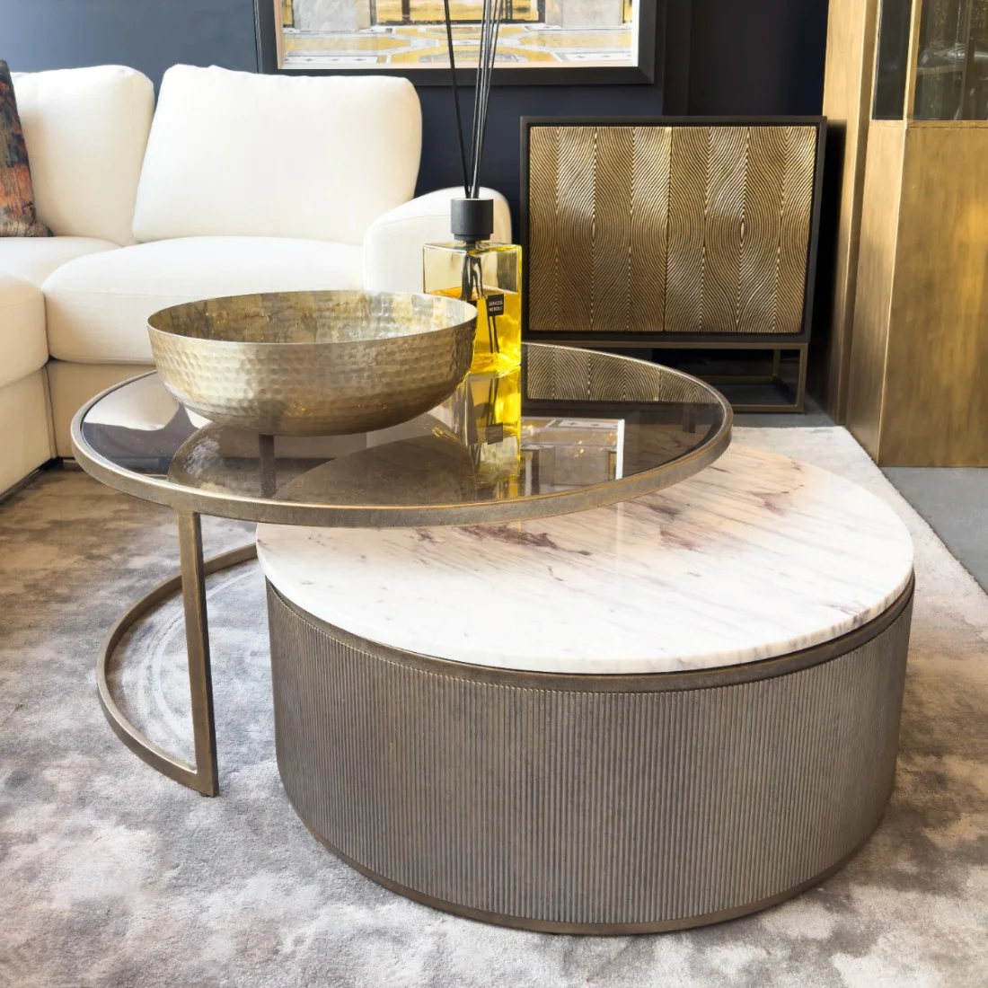 Gold and marble nest of tables hotsell