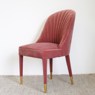 Pink Velvet Dining Chair with Gold tipped feet