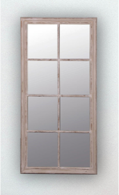 distressed rectangular wood pane mirror 