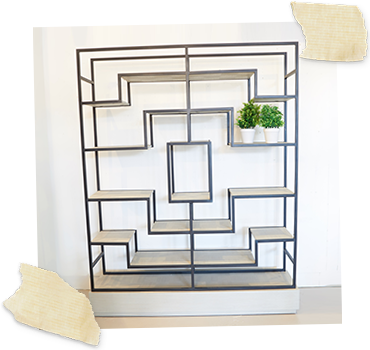 Oak white and iron multi shelving unit