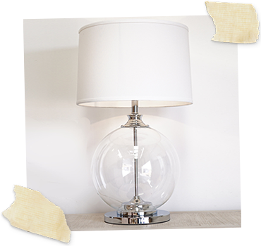 silver glass ball lamp with with drum shade